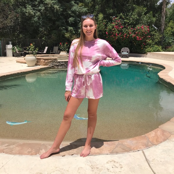 Berry Tie Dye Lounge Shorts - Picture 6 of 8